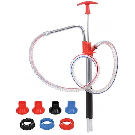 Zeeline Hand Pump with Pail Spout Adapters, Hose and Nozzle ZE353